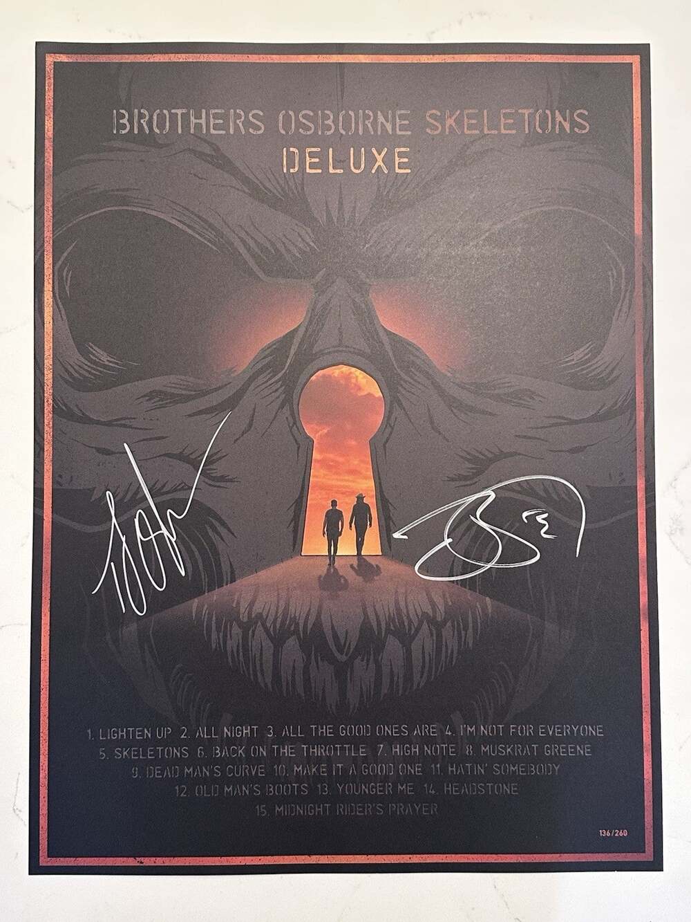 BROTHERS OSBORNE Skeletons Deluxe 18"x24" Poster #136/260 Signed Autographed by